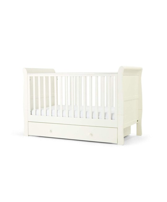 Mia 4 Piece Cotbed with Dresser Changer, Wardrobe, and Premium Dual Core Mattress Set - White image number 2